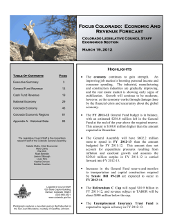 Focus Colorado: Economic And Revenue Forecast