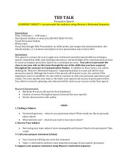 Persuasive Speech Assignment Sheet, Outline, Example Word for
