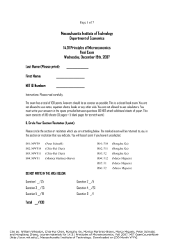 Massachusetts Institute of Technology Department of Economics