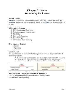 Chapter 21 Notes Accounting for Leases What