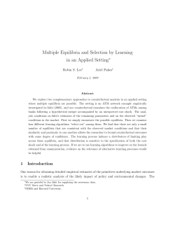 Multiple Equilibria and Selection by Learning in an Applied Setting&lowast;