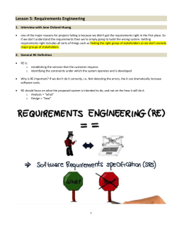 Lesson 5: Requirements Engineering