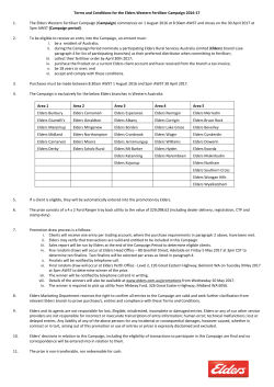 Terms and Conditions for the Elders Western Fertiliser Campaign