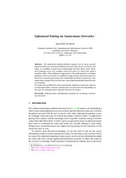 Ephemeral Pairing on Anonymous Networks