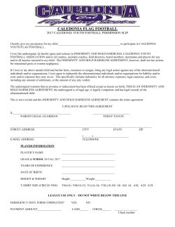 Flag Football Permission Slip