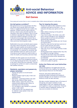 Anti-social Behaviour ADVICE AND INFORMATION Ball Games