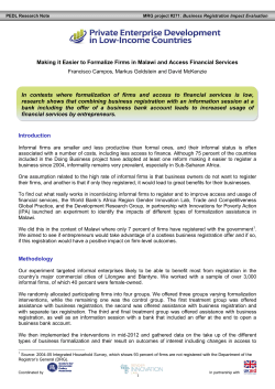 Making it Easier to Formalize Firms in Malawi and Access