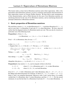 Lecture 5: Eigenvalues of Hermitians Matrices