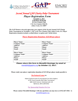 Second Annual GAP Charity Poker Tournament Player Registration