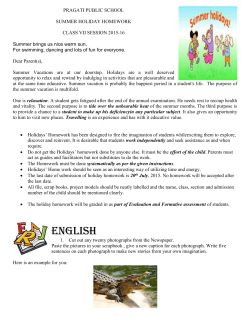 PRAGATI PUBLIC SCHOOL SUMMER HOLIDAY HOMEWORK