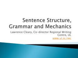 Sentence Structure, Grammar and Mechanics
