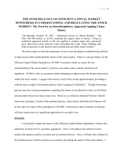 the over reliance on efficient capital market hypothesis
