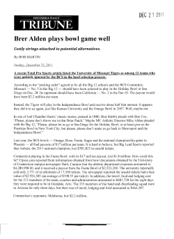 Brer Alden plays bowl game well - MU News Bureau
