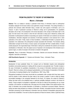 From Philosophy to Theory of Information Marcin J