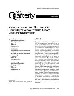 Networks of action: sustainable health information
