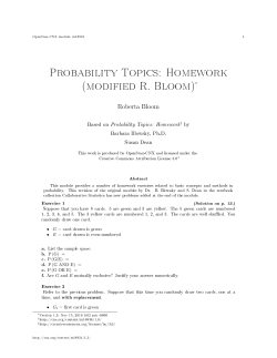 Probability Topics: Homework (modified R. Bloom)