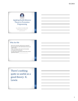 There`s nothing quite so useful as a good theory‐K. Lewin