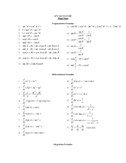 Calculus Cheat Sheet
