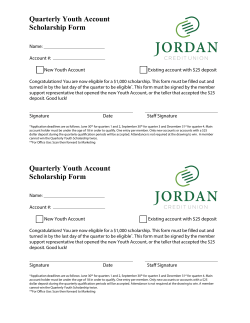 Quarterly Youth Account Scholarship Form Quarterly Youth Account
