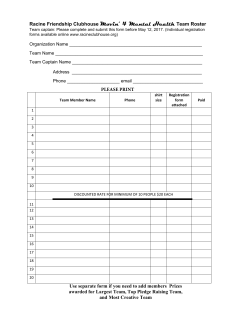 Racine Friendship Clubhouse Movin` 4 Mental Health Team Roster