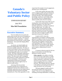 Canada`s Voluntary Sector and Public Policy