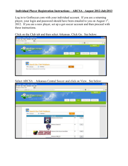 Individual Player Registration Instructions &ndash; ARCSA &ndash;August 2012