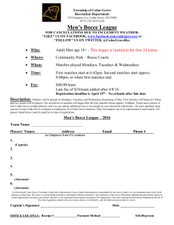 Men`s Bocce League &ndash; 2016