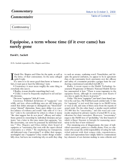 Equipoise, a term whose time (if it ever came) has surely gone