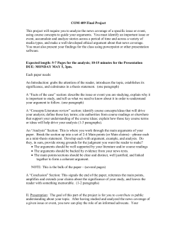 COM 409 Final Project This project will require you to analyze the