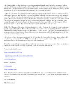 AP Calculus AB Summer Packet 2