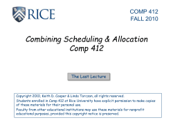 Combining Scheduling and Register Allocation