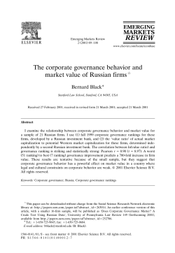 The corporate governance behavior and market value of Russian firms