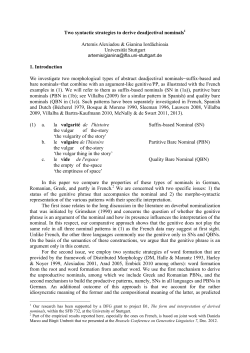 Two syntactic strategies to derive deadjectival nominals1 Artemis