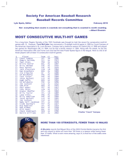 most consecutive multi-hit games - Society for American Baseball