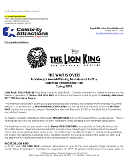 THE WAIT IS OVER! - Robinson Center`s Second Act