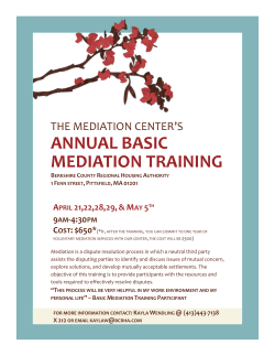 Upcoming Basic Mediation Training
