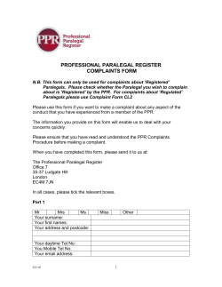 Complaints Form CL1 - Professional Paralegal Register