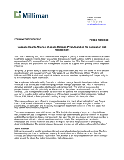 Cascade Health Alliance chooses Milliman PRM Analytics for