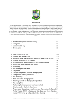 Standard fine (match fee each week) &pound;2 &bull; Lost game