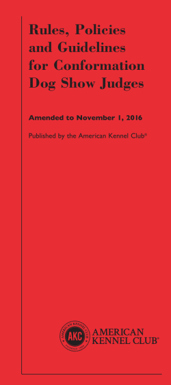 Rules, Policies and Guidelines for Conformation Dog Show Judges