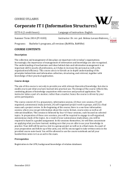 Corporate IT I (Information Structures)