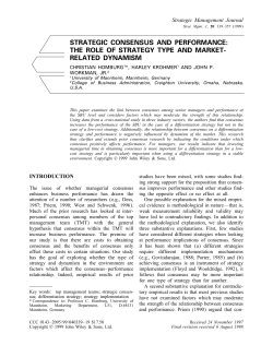 strategic consensus and performance