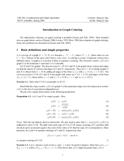 Introduction to Graph Coloring 1 Basic definitions and simple