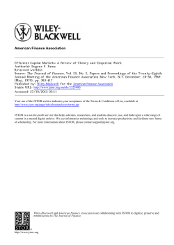 Efficient Capital Markets: A Review of Theory and Empirical Work