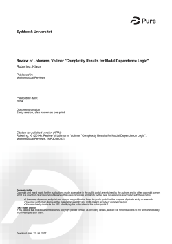 Syddansk Universitet Review of Lohmann, Vollmer "Complexity