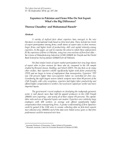 Exporters in Pakistan and Firms Who Do Not Export: What`s the Big