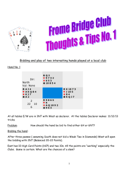 Bidding and play of two interesting hands played at a