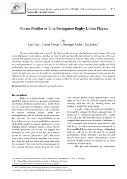 Fitness Profiles of Elite Portuguese Rugby Union Players