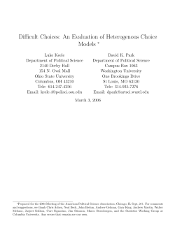 Difficult Choices: An Evaluation of Heterogenous Choice Models &lowast;