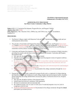 SMCCD District Academic Senate: 09/14/15 Ist Read DRAFT Date